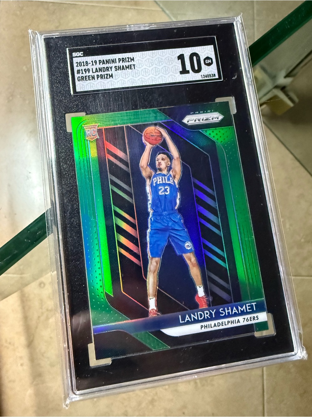 SGC 10 Graded 2018-19 Panini Prizm - Landry Shamet #199 Green Prizm (RC) rookie